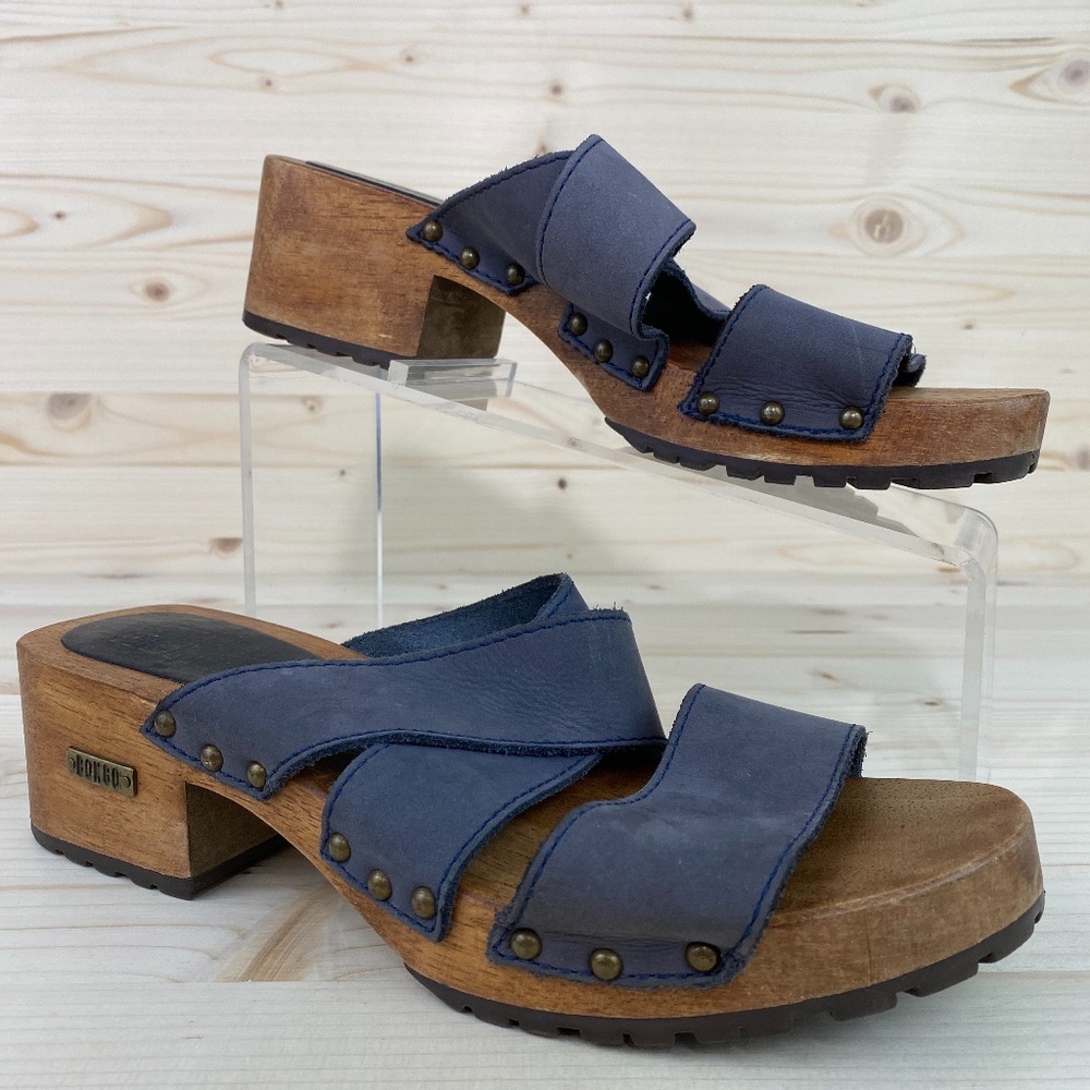 Vintage Bongo Suede Wooden Platform Boho Sandals